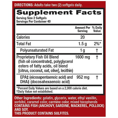 MegaRed Omega-3 Fish Oil 500mg | Advanced Absorption | 80 Softgels