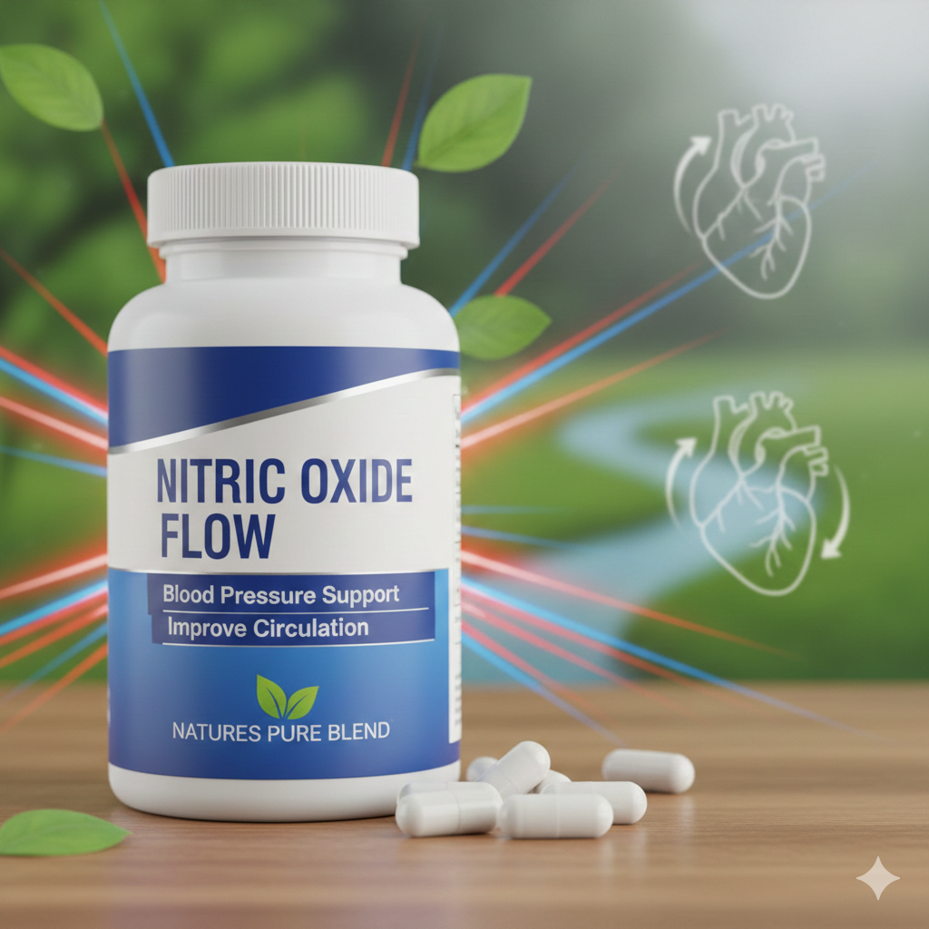 Nature’s Pure Blend Nitric Oxide Flow – Blood Pressure & Circulation Support | Heart Health & Energy Supplement