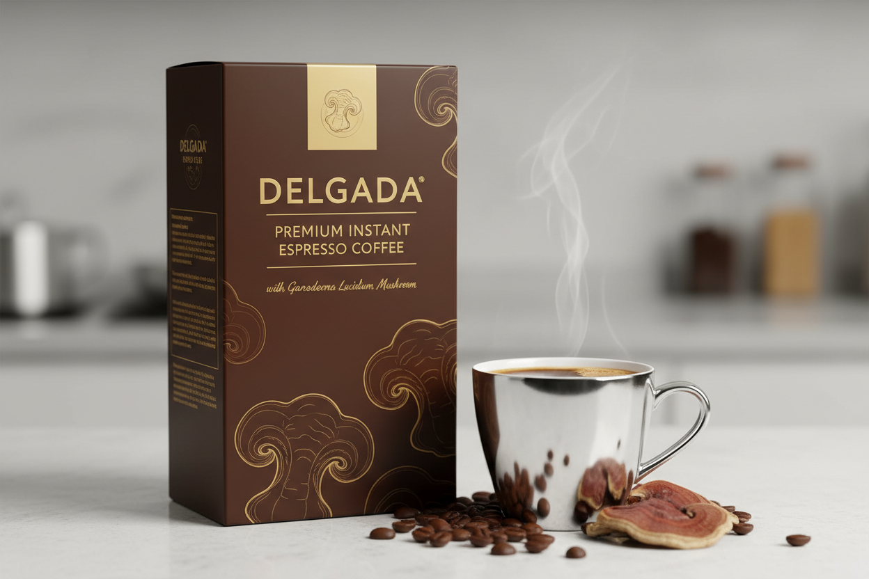 Delgada Premium Instant Espresso Coffee with Ganoderma Lucidum Mushroom