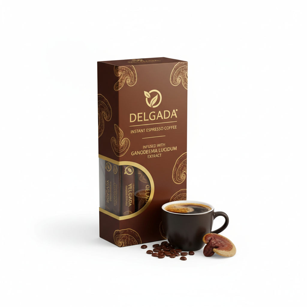 Delgada Premium Instant Espresso Coffee with Ganoderma Lucidum Mushroom
