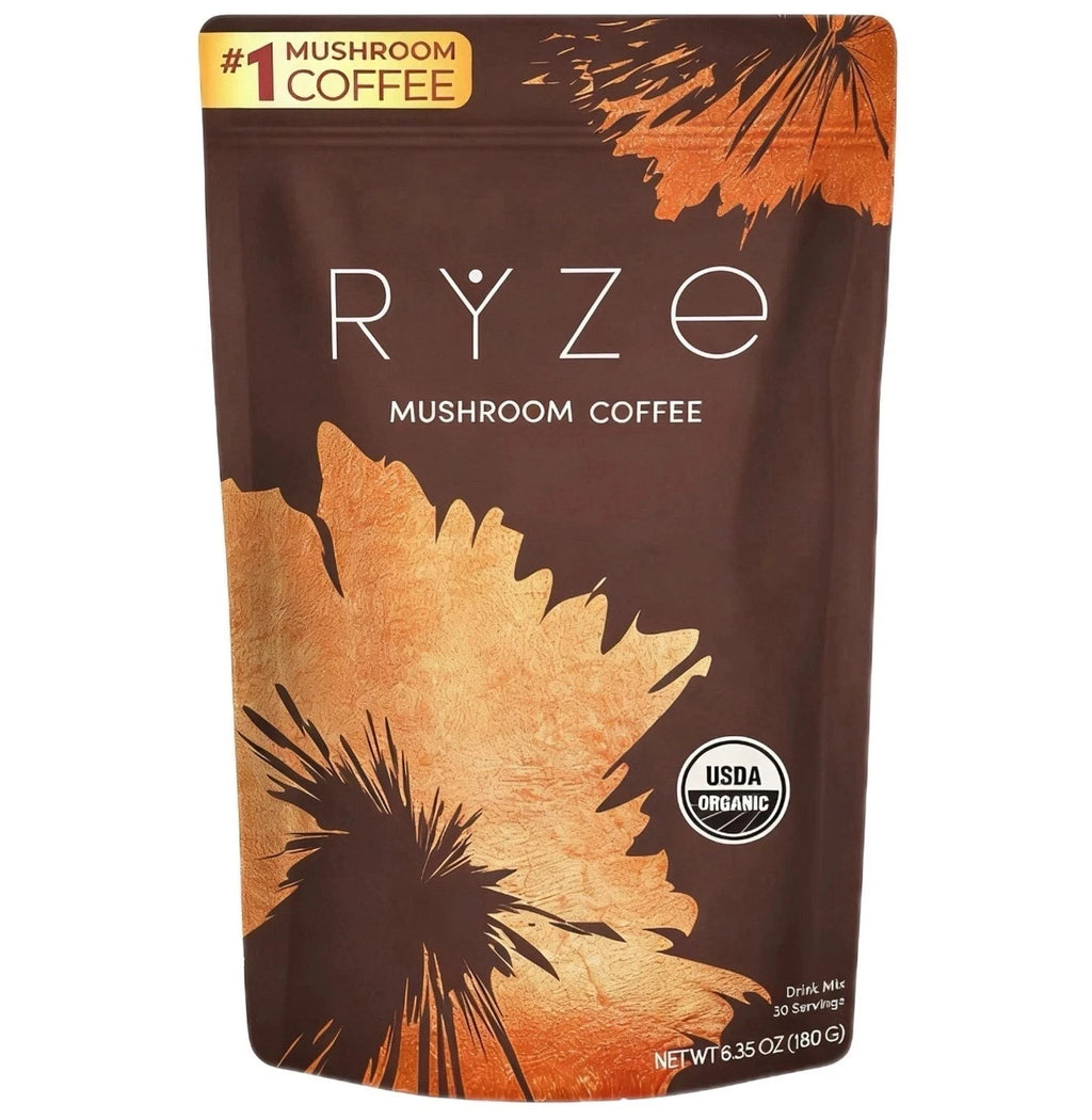 RYZE Mushroom Coffee USDA Organic with 6 Adaptogenic Mushrooms 30 servings New