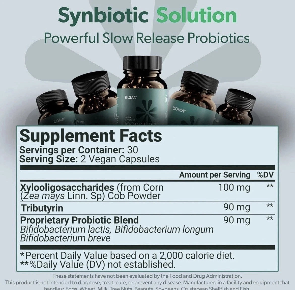 Bioma Probiotics 60 Capsules Vegan Gluten-Free Keto Friendly