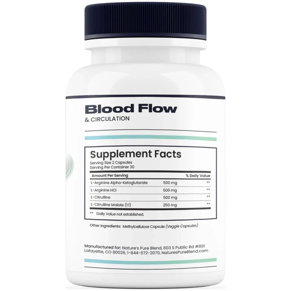 Nature’s Pure Blend Nitric Oxide Flow – Blood Pressure & Circulation Support Supplement